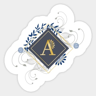 A blue and gold initial monogram. Sticker
